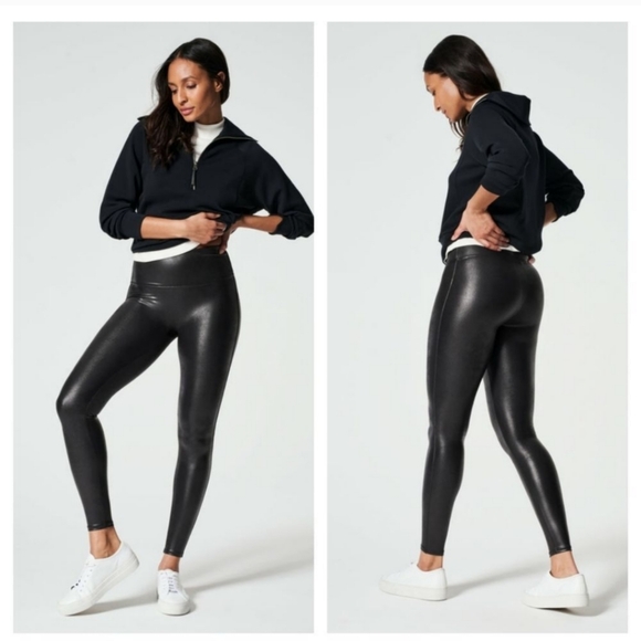 Spanx black faux leather leggings size S - Picture 10 of 13